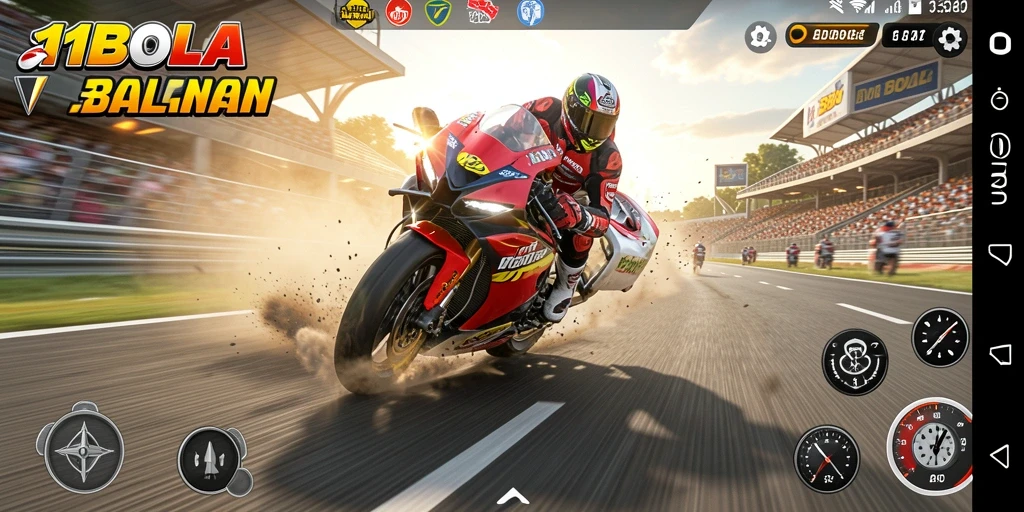 Tangkapan layar gameplay <strong>11BOLA</strong> saat balapan di lintasan menantang.