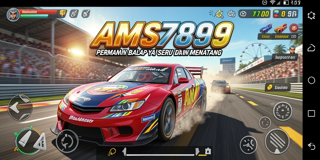 Tampilan gameplay AMS789 yang seru saat balapan di lintasan menantang.