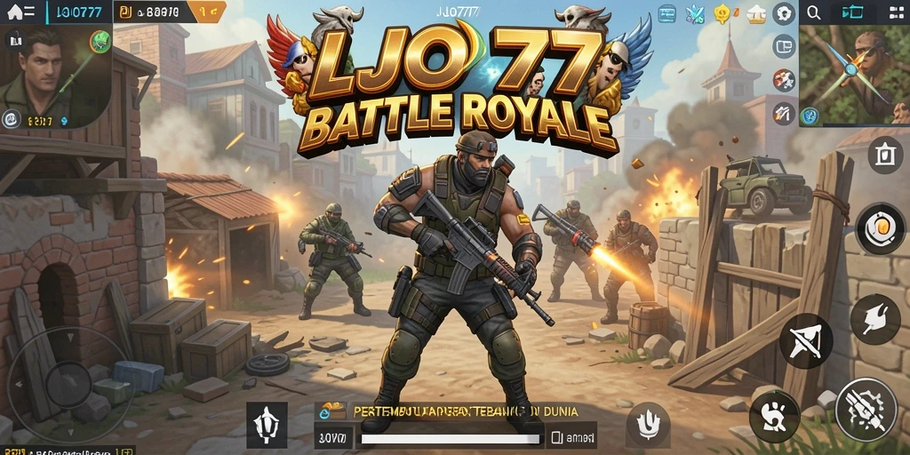 Screenshot gameplay LJO777 yang menampilkan aksi menegangkan di arena Battle Royale.