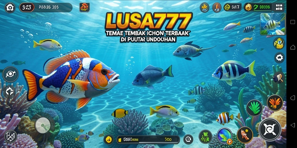Tampilan gameplay seru di LUSA777 dengan berbagai ikan untuk ditangkap.