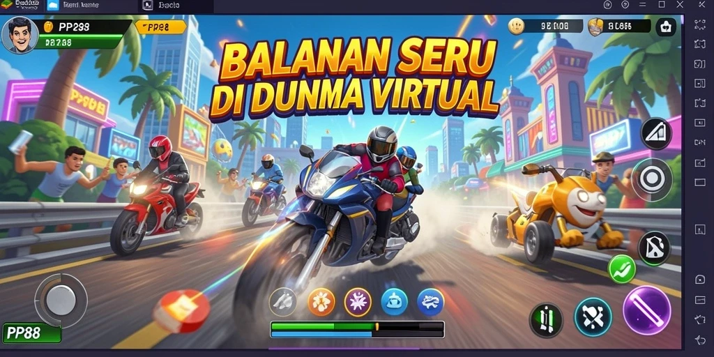 Screenshot utama dari gameplay balapan PP88 yang menegangkan.